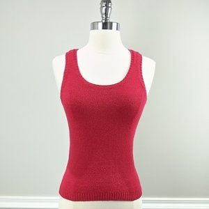 BCBG MAXAZRIA Texture Knit Sleeveless Top Red